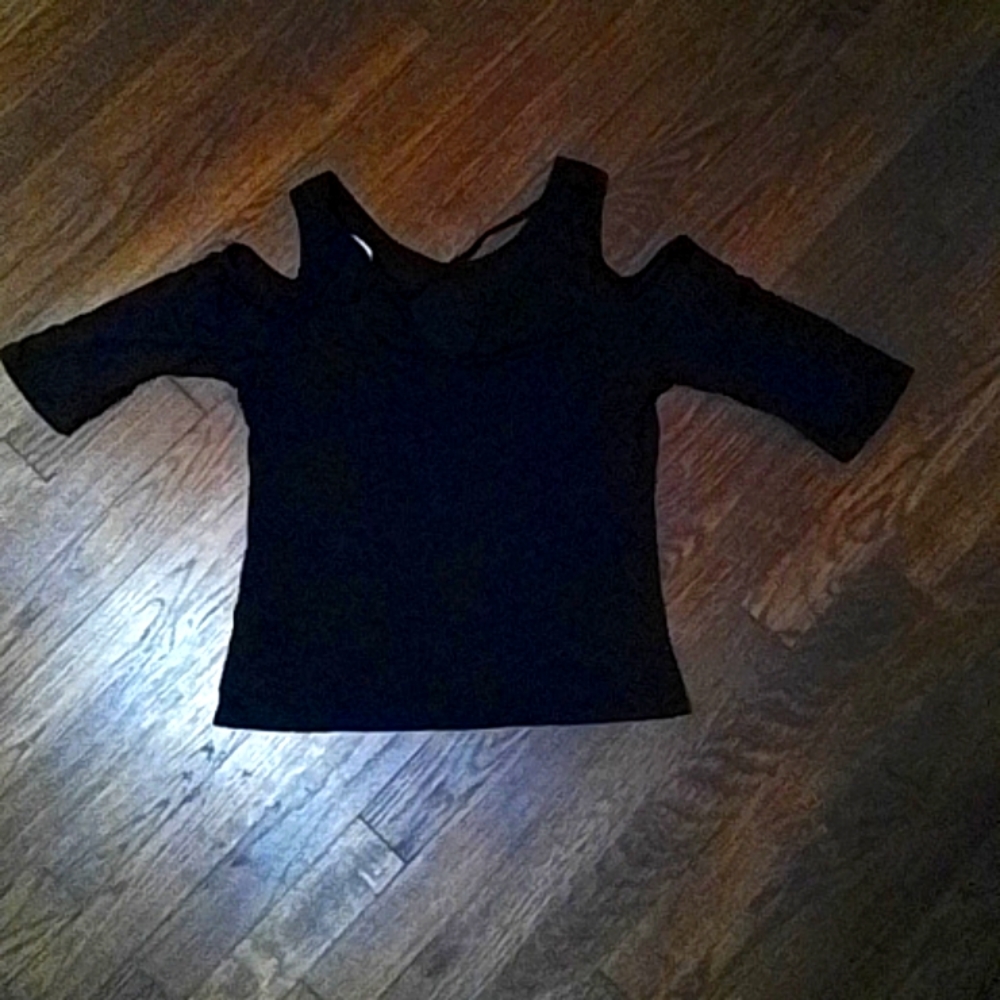 Caution to the wind black off shoulder shirt
